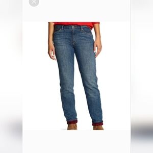 Eddie Bauer Boyfriend Red Plaid Flannel Lined Relaxed Size 2-fits Like 4-6 Jeans